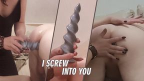 Girl Screws a Huge Bolt Into Her Neighbor&#039;s Ass