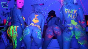 College students with body painting fucked in ultraviolet light