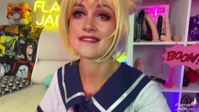 Himiko toga pissing, deepthroat and anal and pussy masturbation to squirt