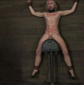 Super horny blonde gets her pussy toyed during her BDSM session