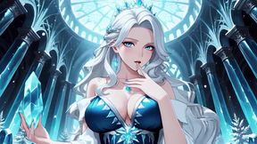 Silver-Haired Ice Mage in a Crystal Hall! Casting magic while looking effortlessly cold, yet her lips are trembling.