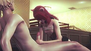 Yaoi Femboy - Erito Hard sex with a Catboy [Handjob, blowjob, footjob, threesome and fucked] - Sissy Trap Crossdresser Japanese Asian Manga Anime Game Porn