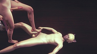 Yaoi Femboy - Erito Hard sex with a Catboy [Handjob, blowjob, footjob, threesome and fucked] - Sissy Trap Crossdresser Japanese Asian Manga Anime Game Porn