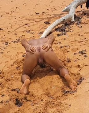 Naked hot ladysilva on the beach showing off her tanned sexy ass with a mark