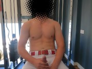 Baseball boy wanks after gym