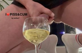 PISS &amp; CUM in a glass swallow the Mix without a cut