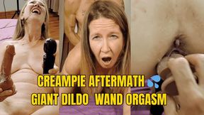 Creampie Aftermath Giant Dildo And Magic Wand Creamy Orgasm