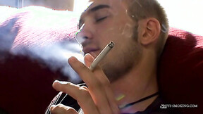 BoysSmoking: Jacob Wright showcase his hot body & shaft while hitting a cigar