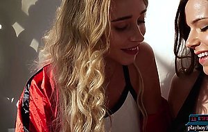 Two gorgeous Playboy models Riley Anne and Stephanie Manescu lesbian porn