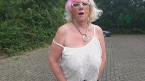 German Granny Plays with Her Favorite Sextoy Outdoors