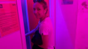 Couple Fucking Hard in Public Solarium Tanning Cabin - Risky Public Sex with People Around FULL VIDEO