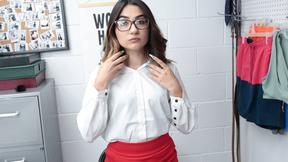 ”Short brunette burglar in glasses rides prick”