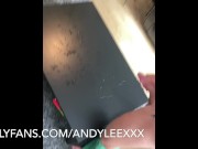 Straight hunk Andy Lee with one of his infamous cum loads over table