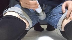 A Boys Stepdaughter Wearing Jeans Pee While Playing With An Electric Massager