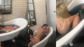 behind the scenes licking pussy & fucking in the tub