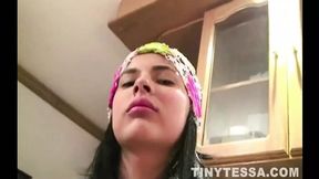 Tiny Tessa with round tits and fingered pussy&#x270C;
