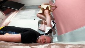 Danielle Cute Dress Heels & Sock Head Trampling FLOOR CAM (4K)