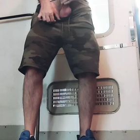 Train jerking &amp; cum... nasty foreign commuter enjoys licking Serbian men sperm wherever he finds it...