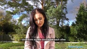 Public Sex Sexy brunette lady fucks and sucks to make ex jealous