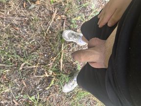 Uncut cock quikly cumshot in public