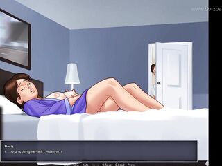 My stepsister with large breasts caught me when I spied on my masturbating mother i'd like to fuck stepmom with large butt. (Summertime Saga - Debbie - 1)