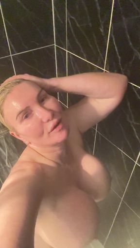 Freshly Trimmed Pussy Fingering in the Shower
