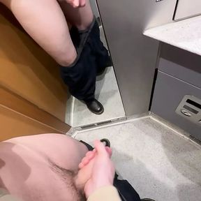 Jerking off in the train toilet