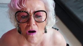 Horny Granny Fingers Wet Pussy to Shaking Orgasm