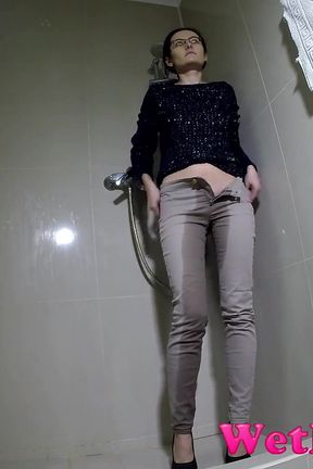 Wetting her jeans and pouring pee from her shoes.