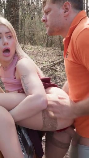 Fake Driving School French blonde MILF Georgia Koneva fast hard fuck outdoors POV car sex   Clip 3