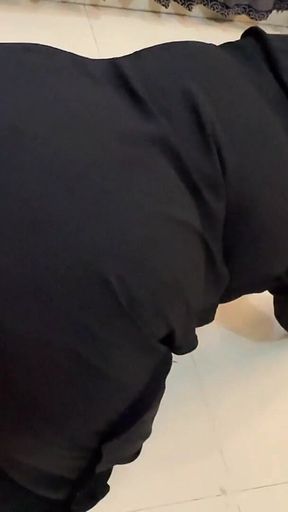 Arab Hot Maid Stuck When She Clean Under Bed - Big Ass Hijabi Girl Wear Abaya Niqab & Panty