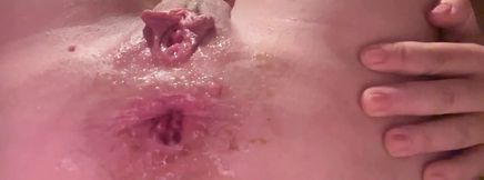 Squirting with vibrator in the ass