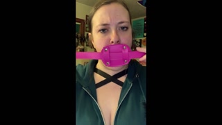takes 4" dildo gag training teaser
