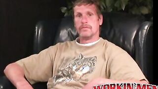 Thirsty mature stud fingered and jerking off hard