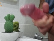 Handjob double cumshot on two wax cacta. Big loads, jeriking off with masturbation.