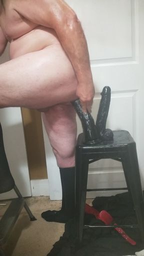 Jarmus riding a variety of dildoes