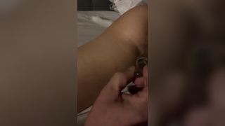 White mom Lets chinese Man Screwed both Holes with Glass Dildos.