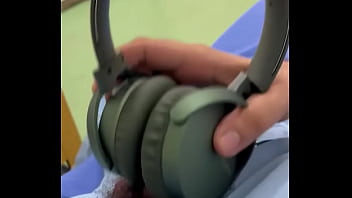 On ear Sony headset jerk off