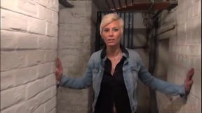Short Haired Blonde Chick Gets Man Handled in the Cellar and Fucked in the Ass