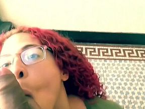 His first time getting head in a hallway, not mine.