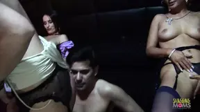 Three sluts fucking with a bartender after the closing hours