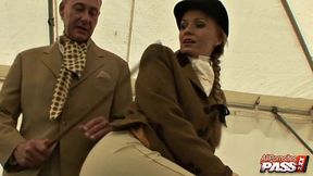 Naughty blonde showing her ass