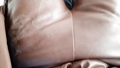 Brown leather ass pant fucked