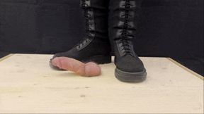 Aggressive Bootjob in Knee Combat High Boots (Close Version) - Tamystarly - Cock Balls Crush Trample, CBT, Trampling, Shoejob, Stomping