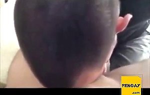 Blowing my friend and he shoots his load in my mouth