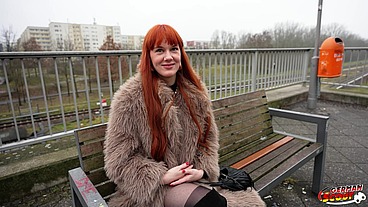 GERMAN SCOUT - Skinny Tall German Redhead Ginger Girl Soley Summer First Time Porn Casting