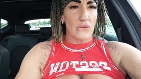 I Take Out My Tits and Fuck Myself in the Car so They Can See Me
