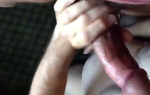 Feeding a daddy his liquid lunch in the back office