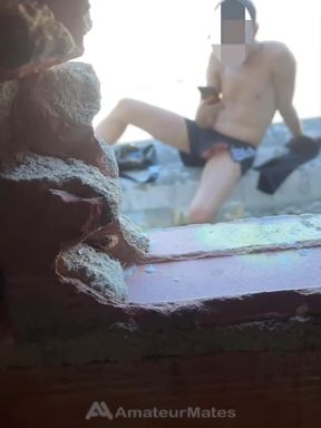 Amateur Boy Caught Freeballing and Exposing His Boner