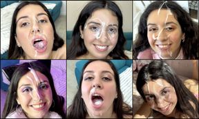 Cum on face compilation, cum in mouth, cum swallowing, a lot of cum on face